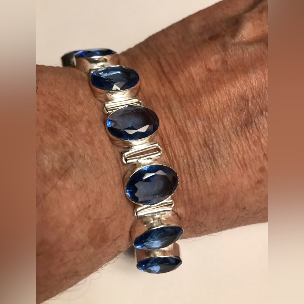 Tanzanite Stamped 925 Sterling Silver Bracelet